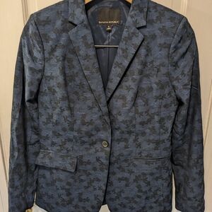 Banana Republic Women's Navy and Black Patterned Blazer Size 6